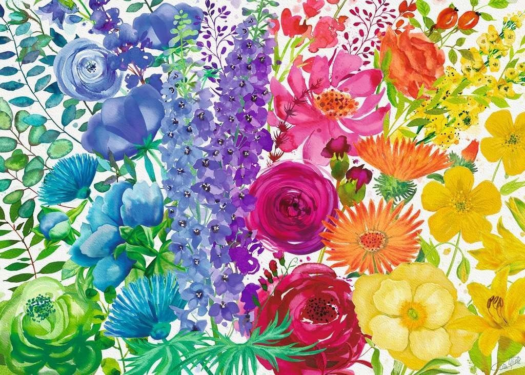 Puzzle 2D Grand Format Fleur Arc-en-Ciel 300 pièces